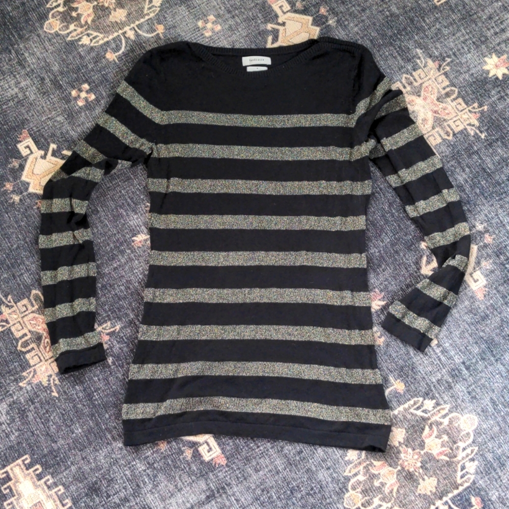 blank and gold striped sweater